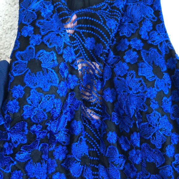 Aqua black/blue dress with pockets and sheer - Picture 6 of 9